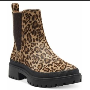 LUCKY BRAND LEOPARD PRINT SUEDE BLOCK HEEL BOOTS SIZE 7